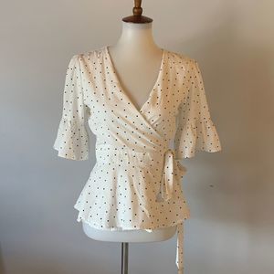 [Vanessa Virginia] Polka Dot Wrap Blouse - Size Small